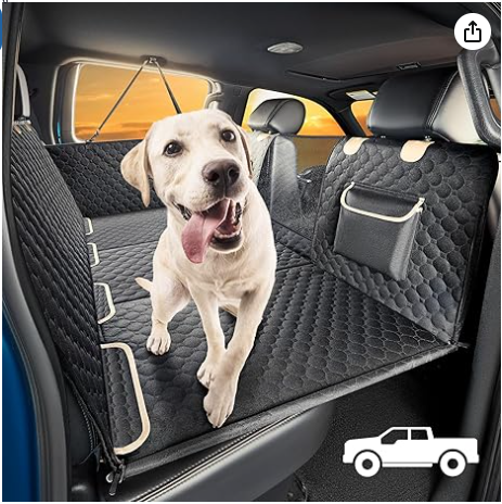 XXL Dog Car Seat Cover for Back Seat Hard Bottom Truck Pet Back Seat Extender for Dogs 100% Waterproof&Scratchproof Backseat Protector Nonslip Dog Bed for Car Dog Hammock for Crew Cab F150 (Grey)